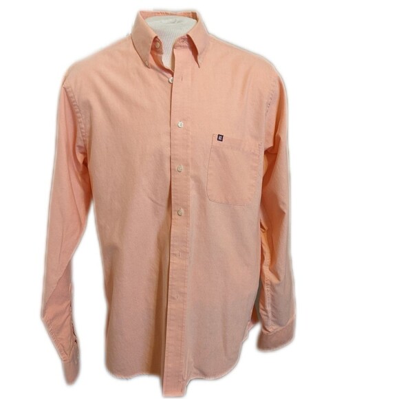 Chaps wrinkle free Oxford button down dress shirt, peach/coral, 74% cotton, L - Picture 1 of 7